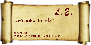 Lafranko Ernő névjegykártya